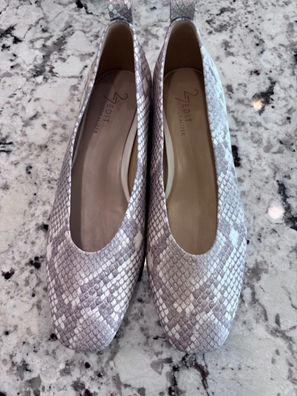 Naturalizer 27 EDIT Carla Snake Print Square Toe Ballet Flats Size 6.5 NWOT